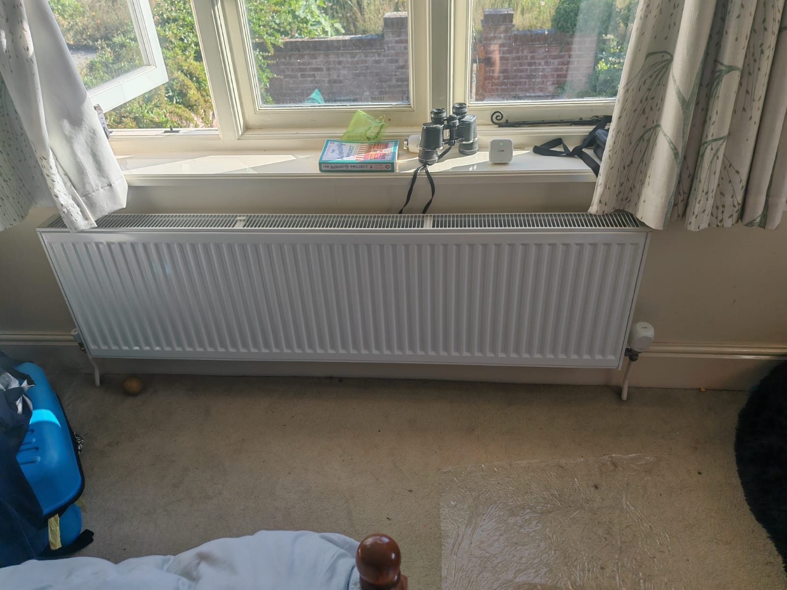 Bedroom radiator under the window. Whole house air source heat pump by FB Gas, photo 17